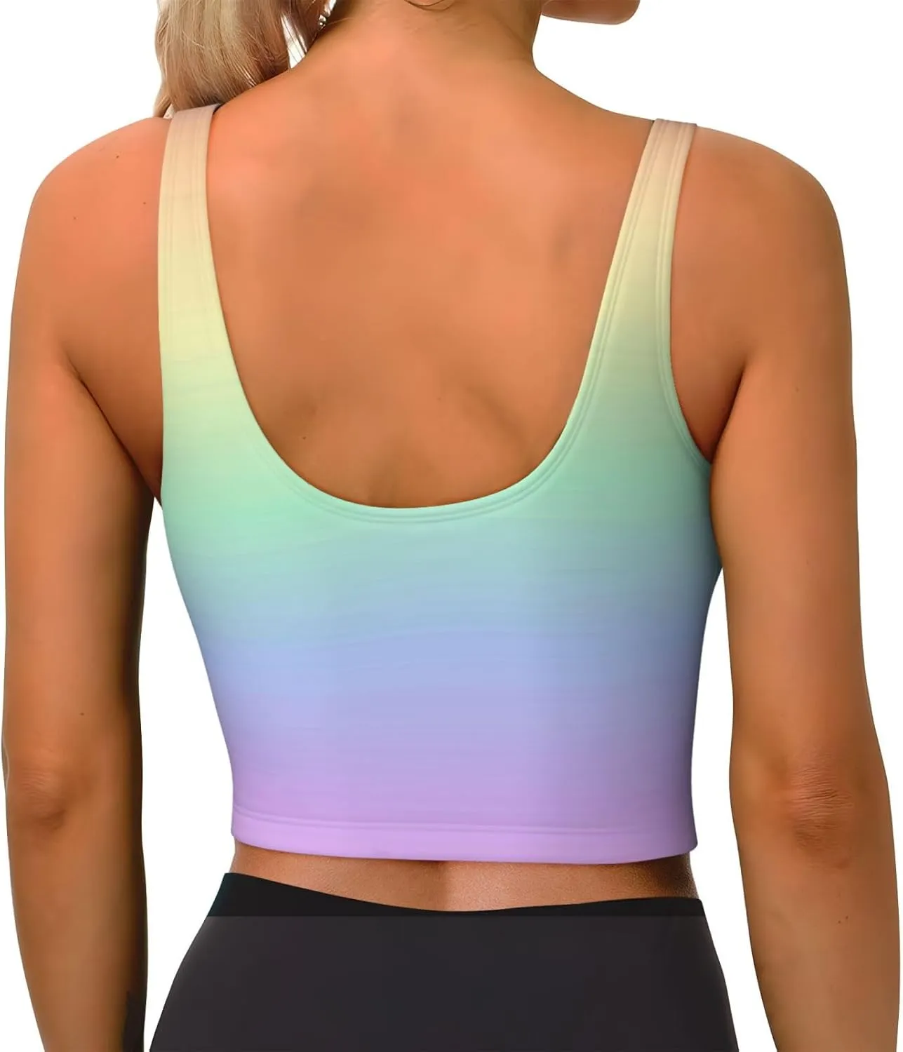 Pastel Rainbow Gradient Women'S Sports Bra Yoga Vest Fashion Tank Tops Fitness Sports Vest