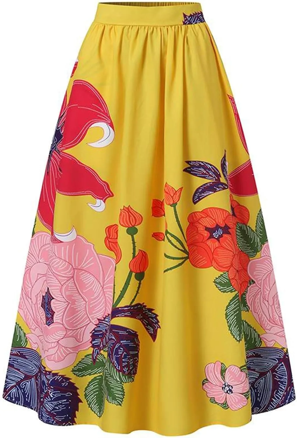 Pencil Skirt for Women Tummy Control High Waist Maxi Skirt Casual Loose Flowy Boho Party Long Women's Skirts with Pocket