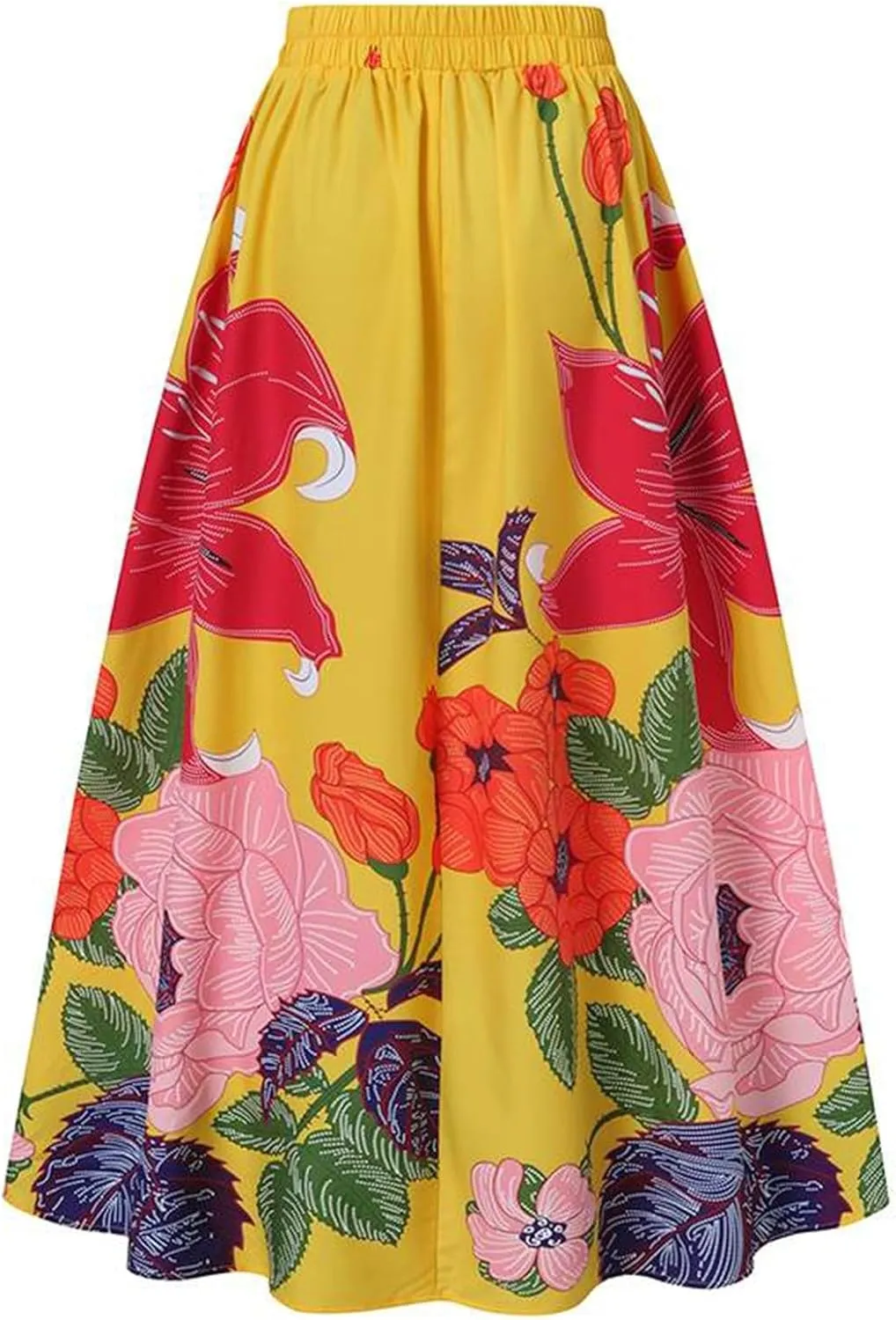 Pencil Skirt for Women Tummy Control High Waist Maxi Skirt Casual Loose Flowy Boho Party Long Women's Skirts with Pocket