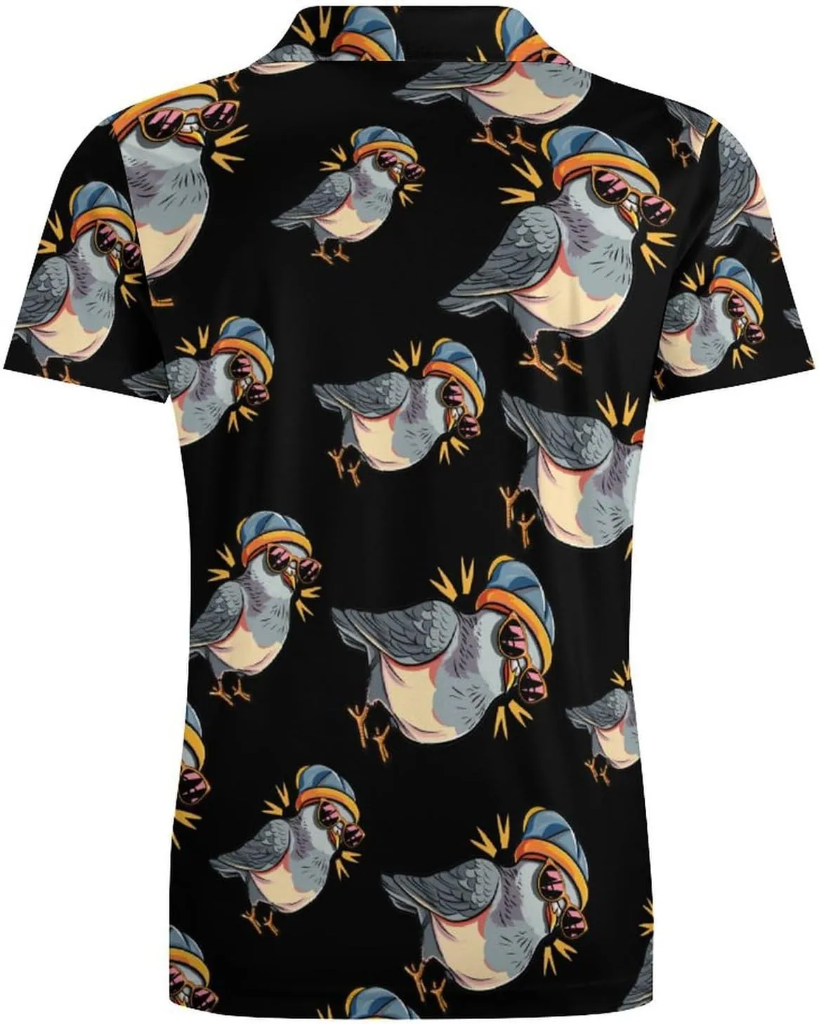 Pigeon with Eyeglasses Men's Polo Shirt Short Sleeve Print T Shirt Slim Fit Golf Shirt Collared Tee Casual Top