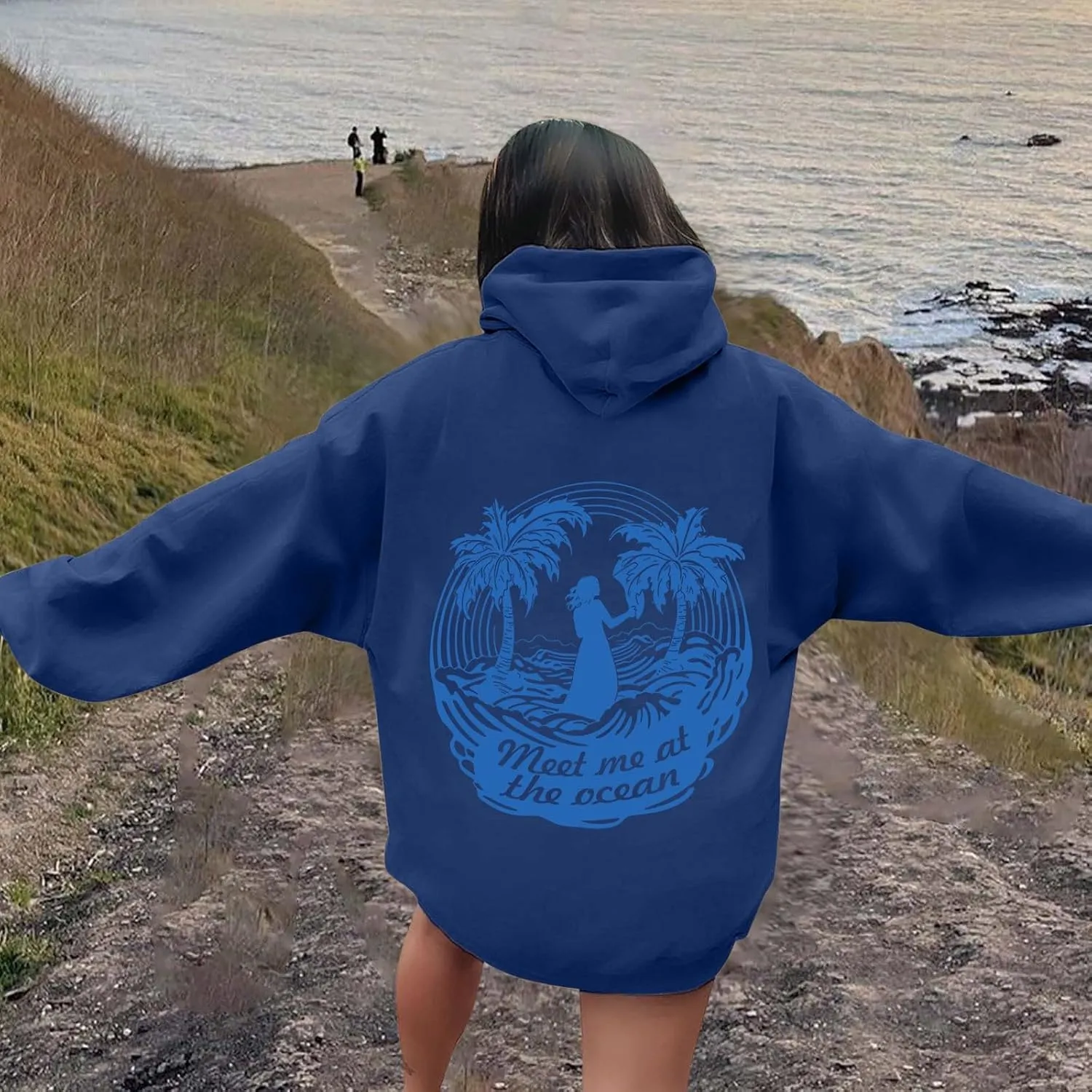 Pink Pom Puff Oversized Hoodies for Women, Teen Girls Preppy Sweatshirt Long Sleeve Y2K Graphic Tees with Pockets