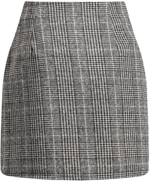 Plaid Mini Skirts for Women High Waisted Wool Skirts Y2k Short Bodycon Pencil Skirt Casual Cute Winter Skirts