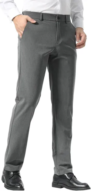 Plaid&Plain Men??s Slim Fit Dress Pants Stretch Dress Pants