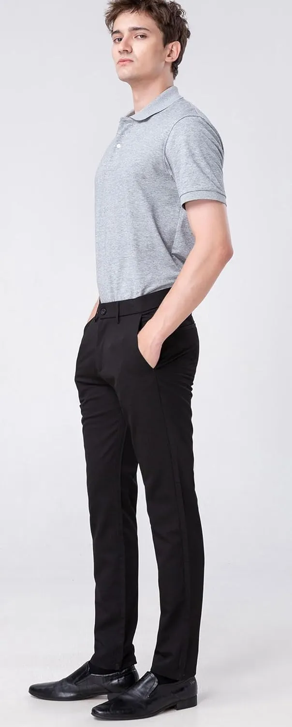 Plaid&Plain Men??s Slim Fit Dress Pants Stretch Dress Pants