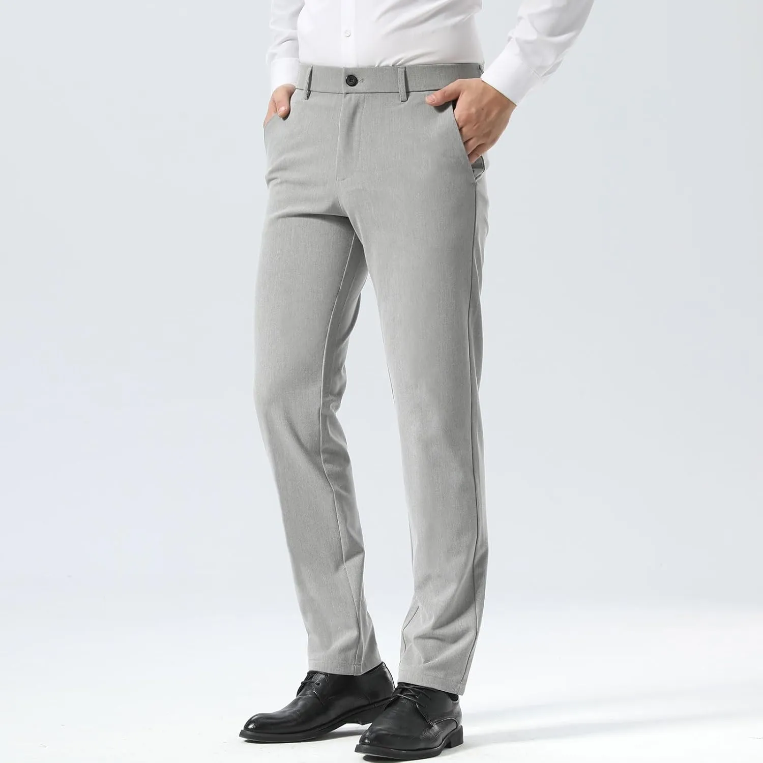 Plaid&Plain Men??s Slim Fit Dress Pants Stretch Dress Pants