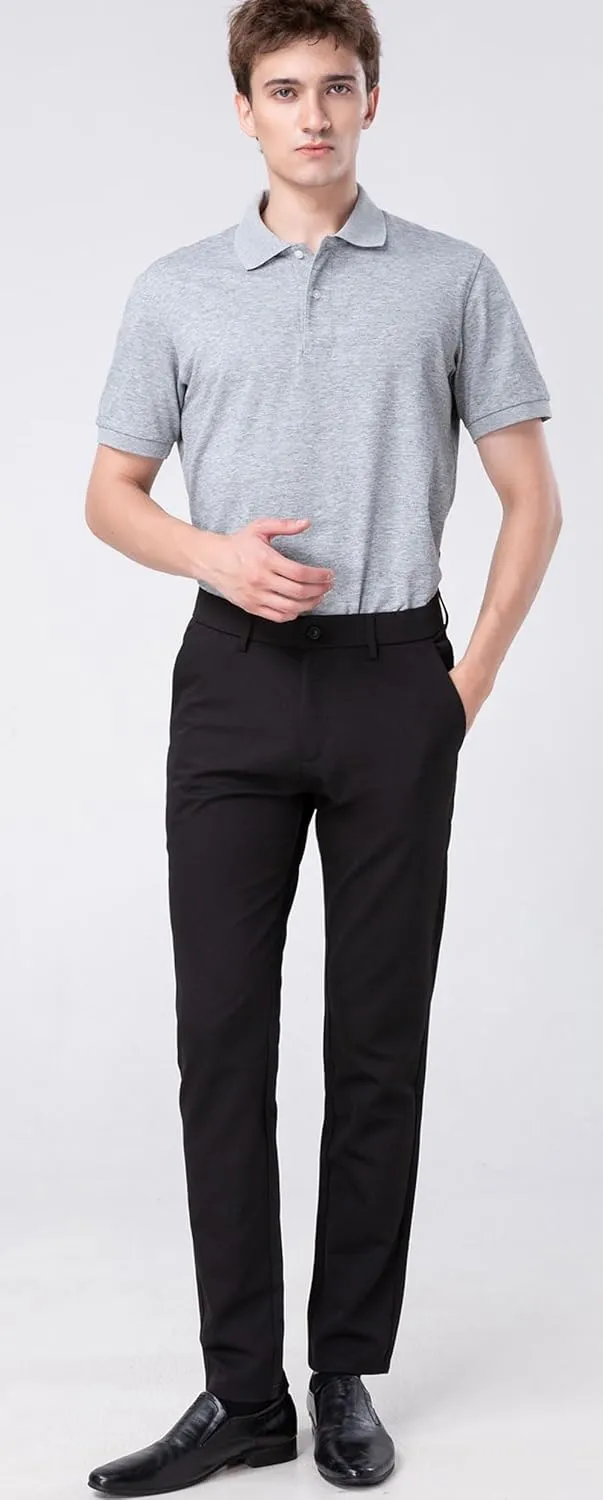 Plaid&Plain Men??s Slim Fit Dress Pants Stretch Dress Pants