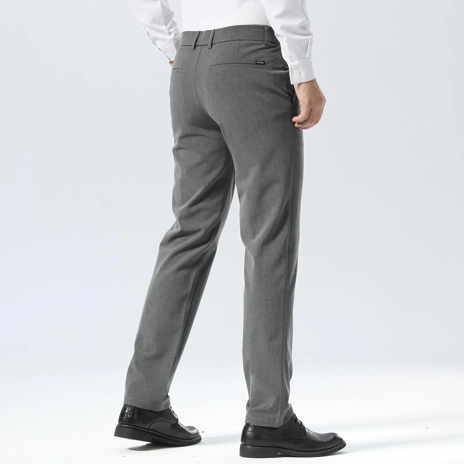 Plaid&Plain Men??s Slim Fit Dress Pants Stretch Dress Pants
