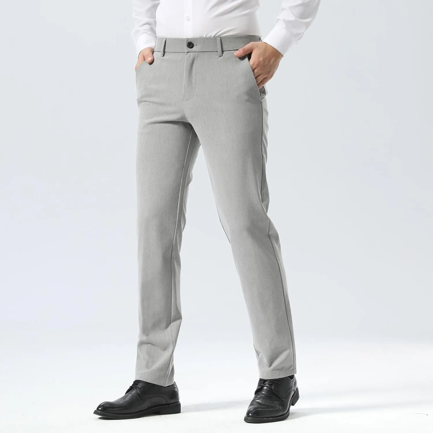 Plaid&Plain Men??s Slim Fit Dress Pants Stretch Dress Pants