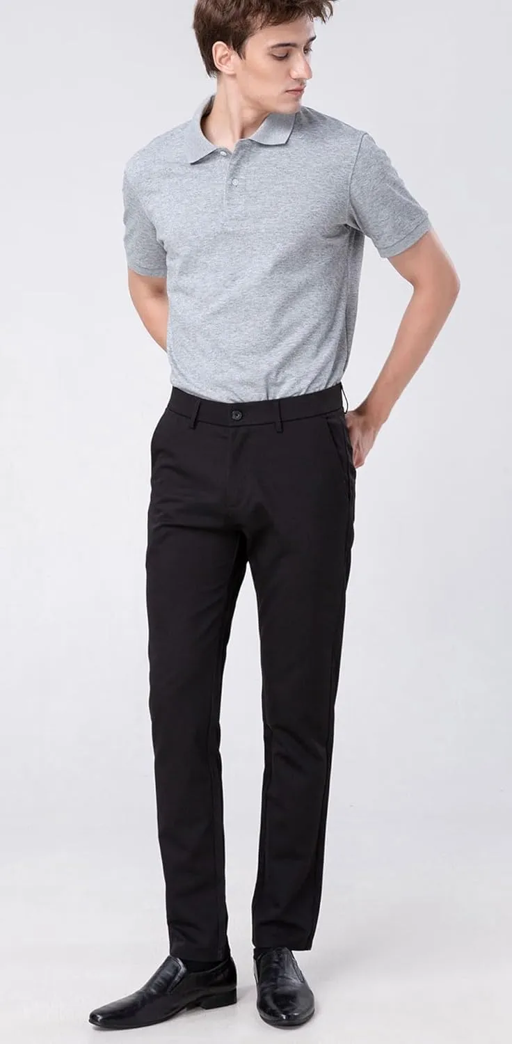 Plaid&Plain Men??s Slim Fit Dress Pants Stretch Dress Pants