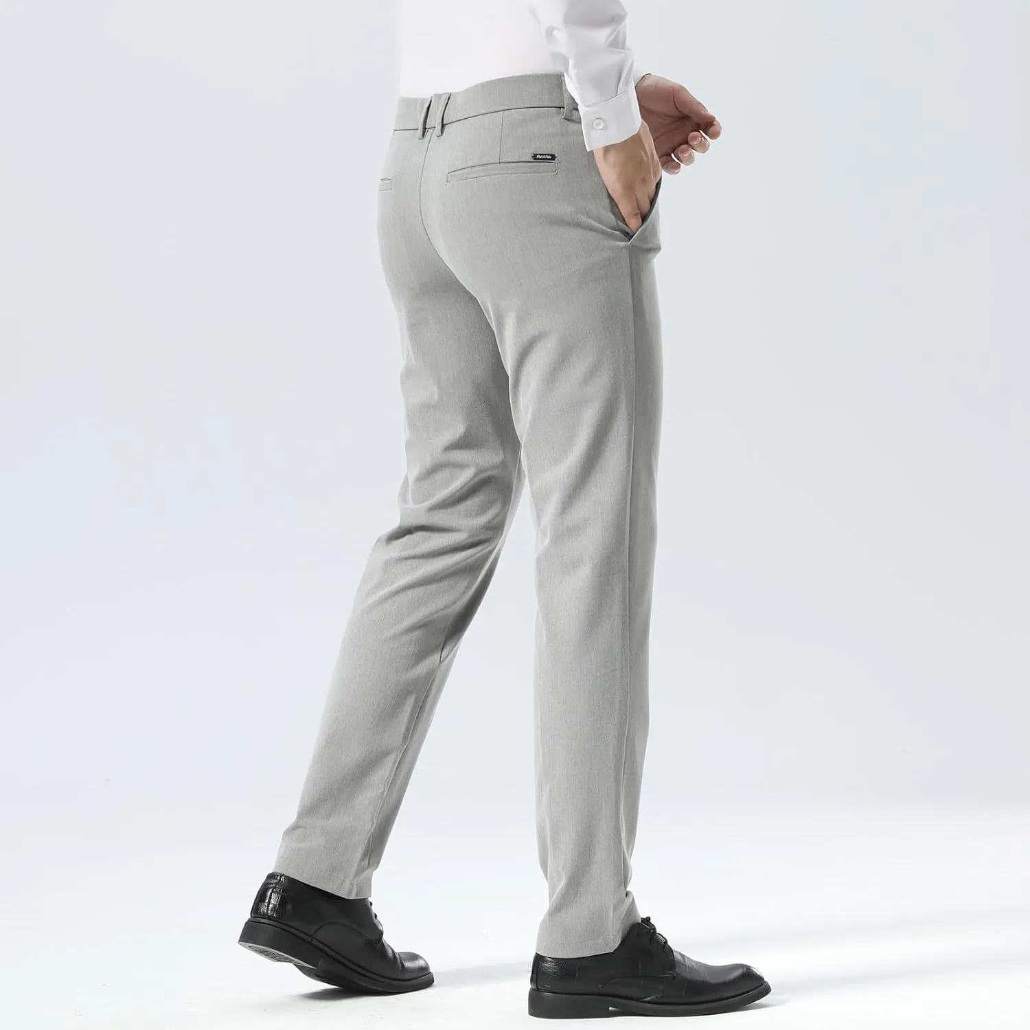 Plaid&Plain Men??s Slim Fit Dress Pants Stretch Dress Pants