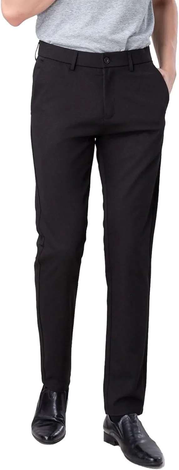 Plaid&Plain Men??s Slim Fit Dress Pants Stretch Dress Pants