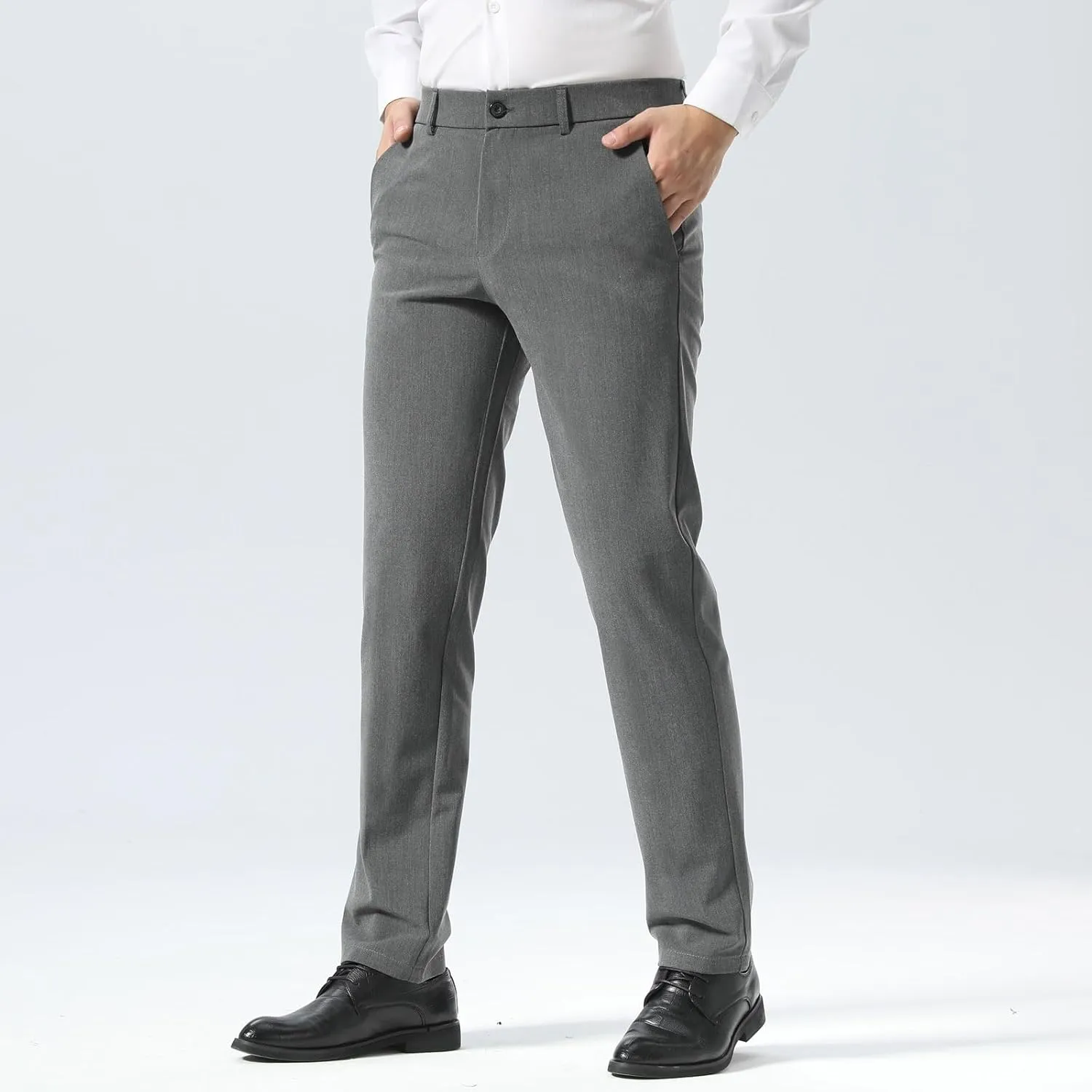 Plaid&Plain Men??s Slim Fit Dress Pants Stretch Dress Pants
