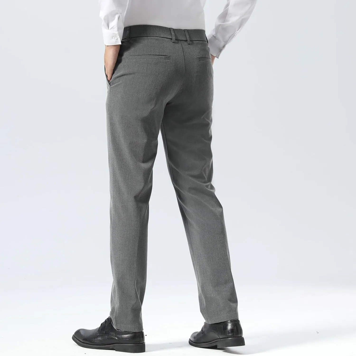 Plaid&Plain Men??s Slim Fit Dress Pants Stretch Dress Pants