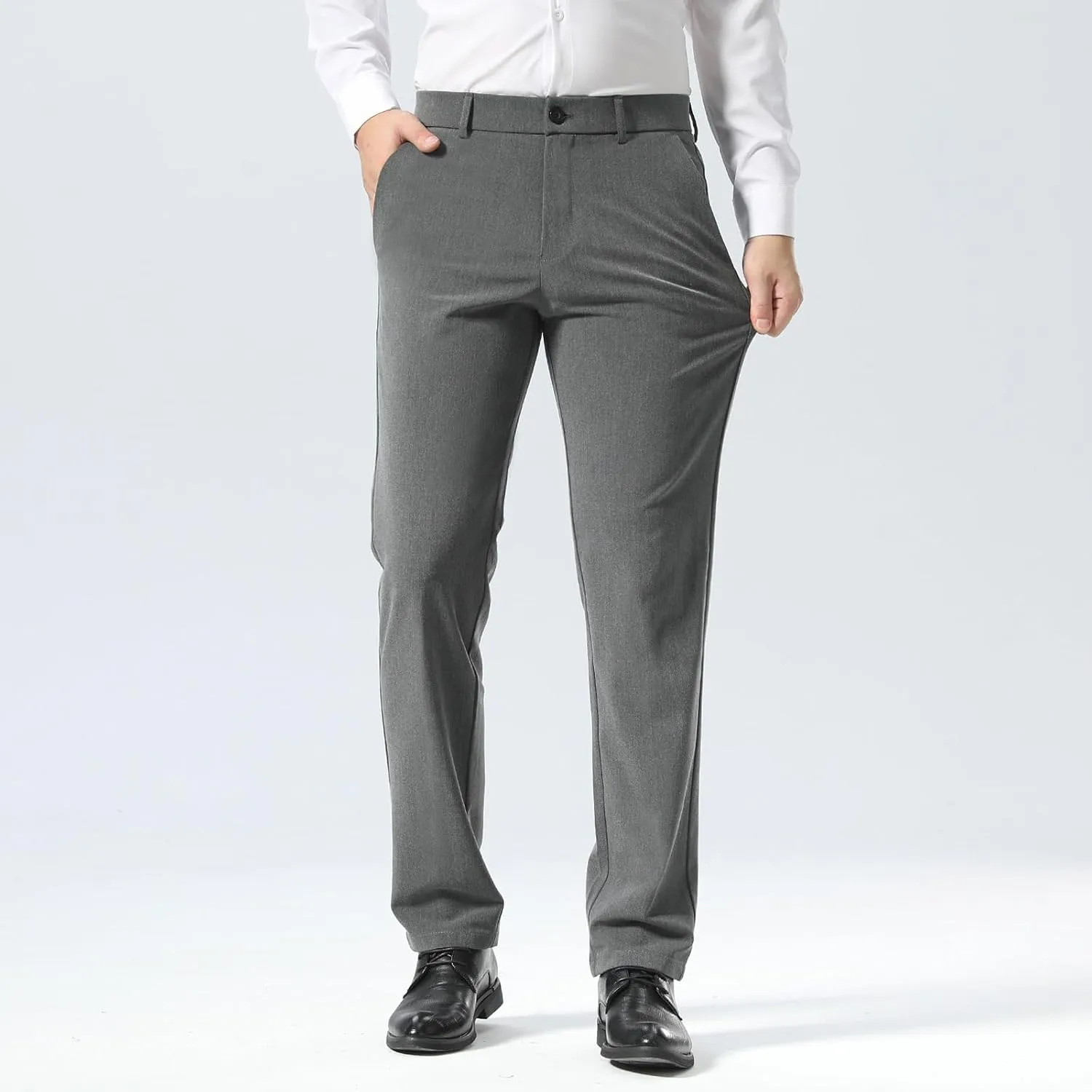 Plaid&Plain Men??s Slim Fit Dress Pants Stretch Dress Pants
