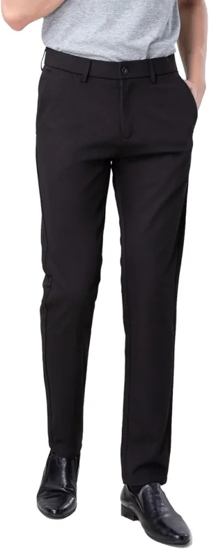 Plaid&Plain Men??s Slim Fit Dress Pants Stretch Dress Pants