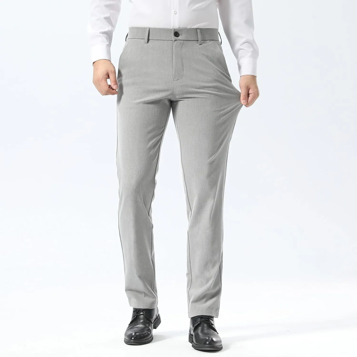 Plaid&Plain Men??s Slim Fit Dress Pants Stretch Dress Pants