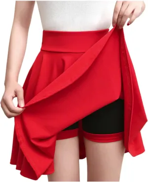 Plus Size Dance Skirt for Women High Waisted Skirt with Shorts A Line Swing Skirt Vintage Pleated Skirt Knee Length