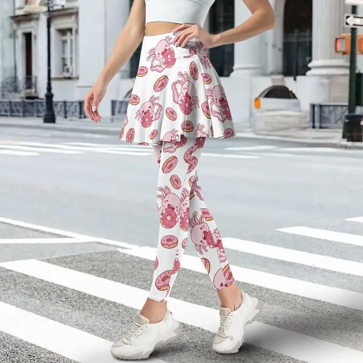 Poceacles Skirted Leggings for Women Skirted Yoga Leggings High Waisted Tennis Skirts with Leggings Yoga Running Golf Skirts
