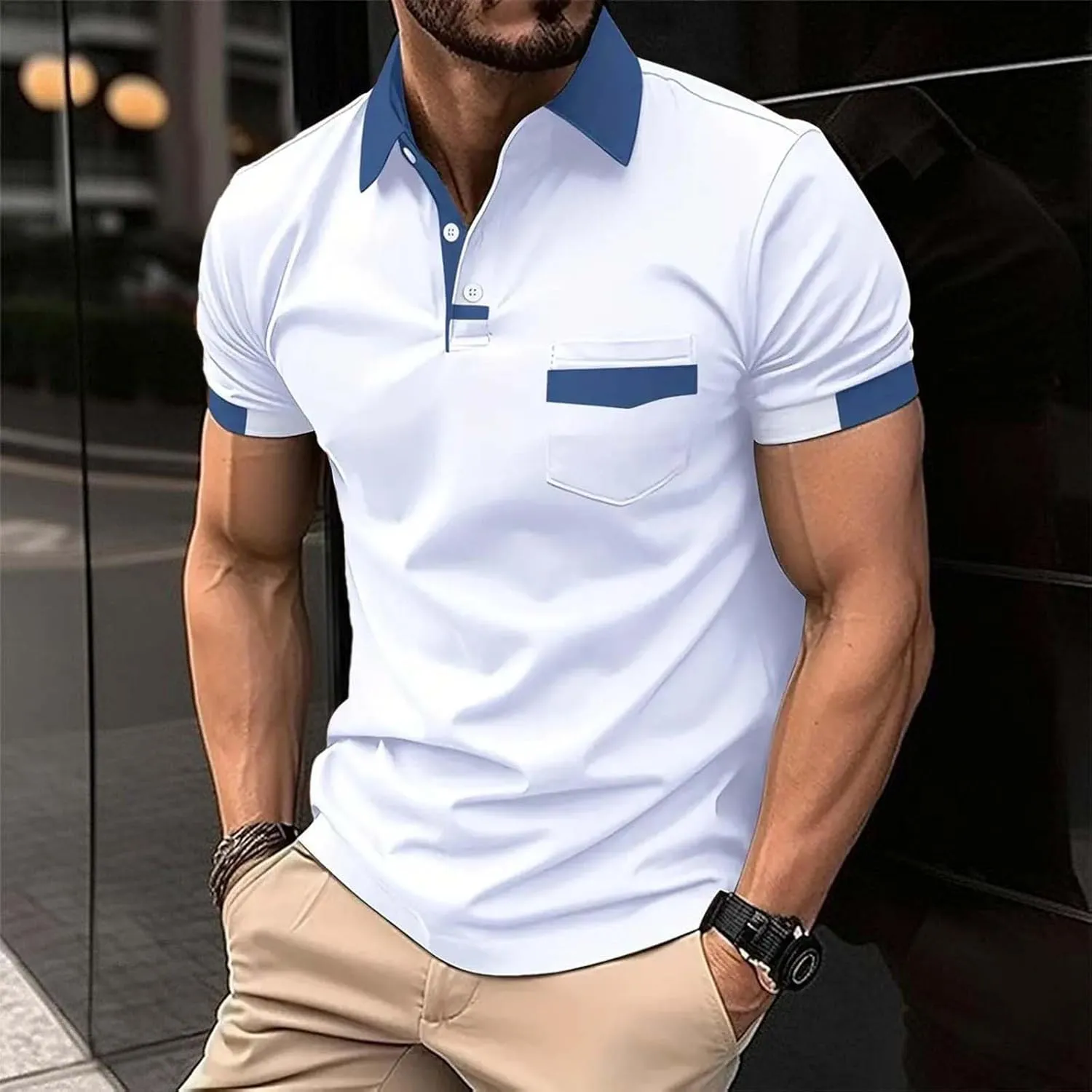 Polo Shirt for Men 2024 Short Sleeve Performance Patriotic Shirt Funny Shirt Men's Golf Shirts Quarter Button Shirts