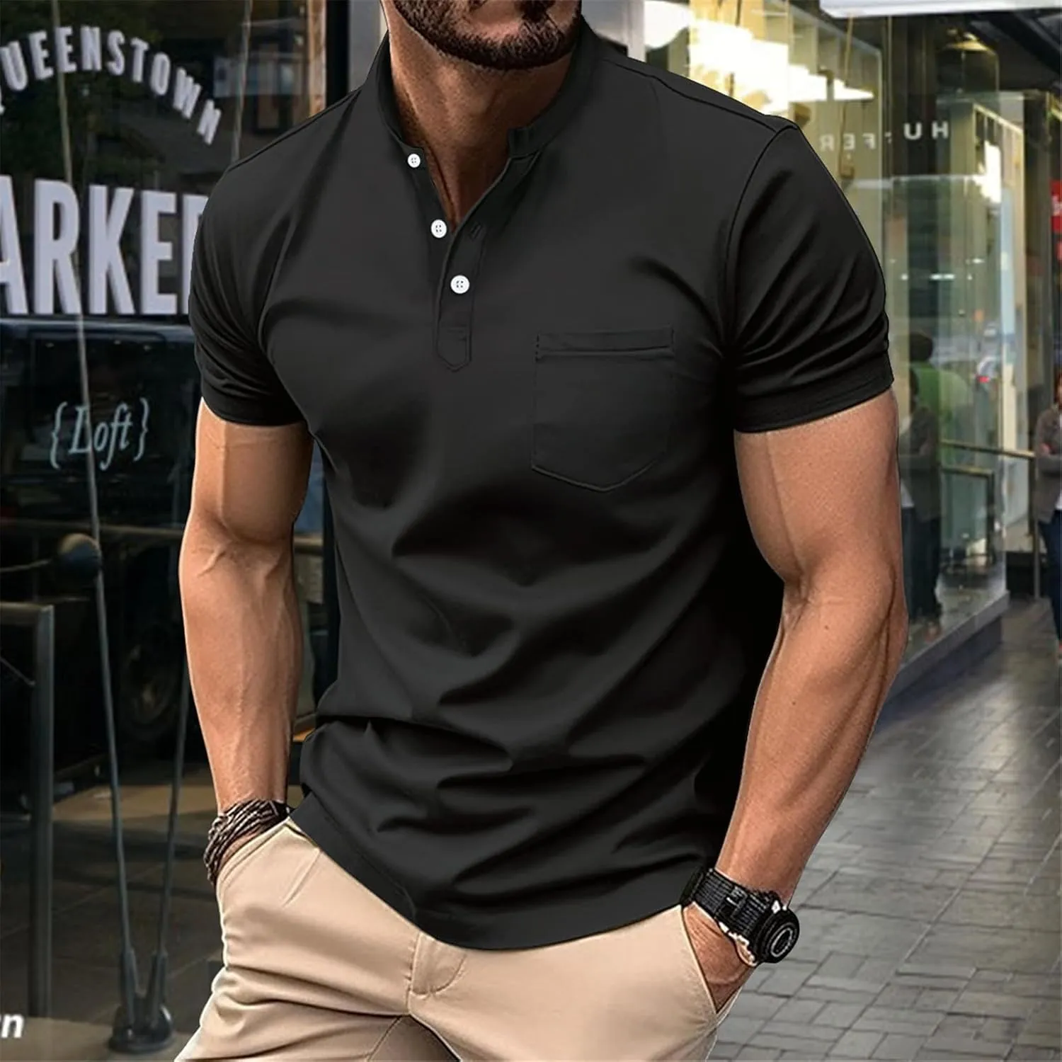 Polo Shirt for Men 2024 Short Sleeve Performance Patriotic Shirt Funny Shirt Men's Golf Shirts Quarter Button Shirts