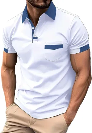Polo Shirt for Men 2024 Short Sleeve Performance Patriotic Shirt Funny Shirt Men's Golf Shirts Quarter Button Shirts