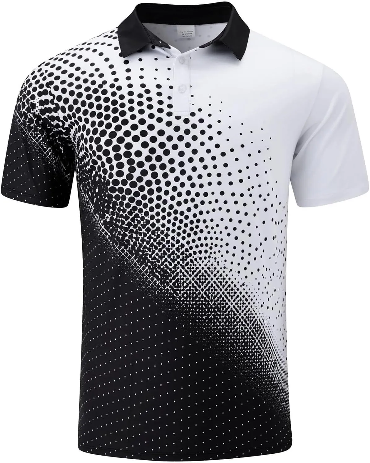 Polo Shirts for Men Fashion Polka Dot Print Short Sleeve Shirt Button Down Shirt Business Casual Golf Shirt for Men