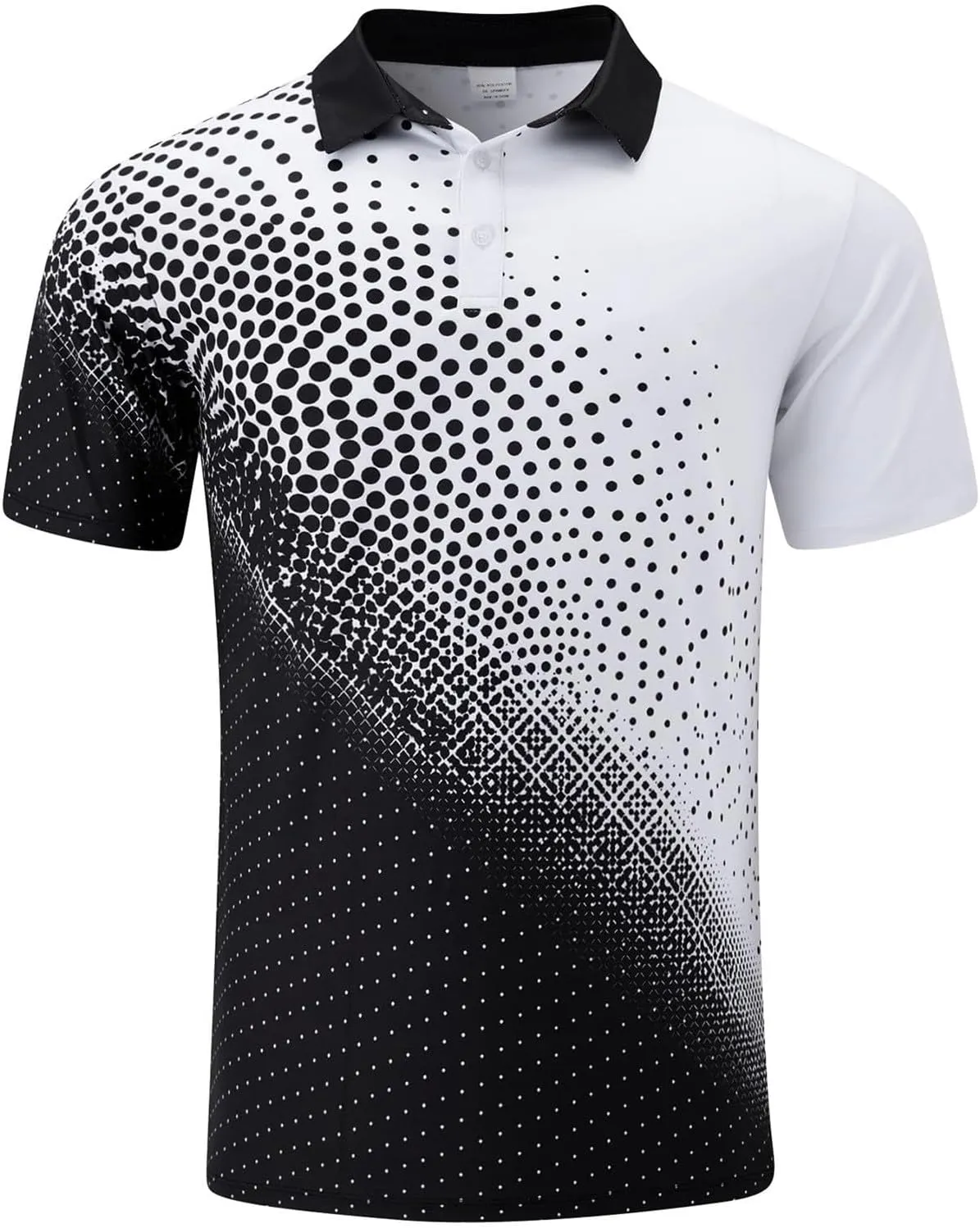 Polo Shirts for Men Fashion Polka Dot Print Short Sleeve Shirt Button Down Shirt Business Casual Golf Shirt for Men