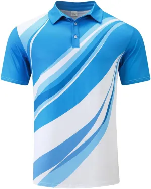 Polo Shirts for Men Fashion Polka Dot Print Short Sleeve Shirt Button Down Shirt Business Casual Golf Shirt for Men