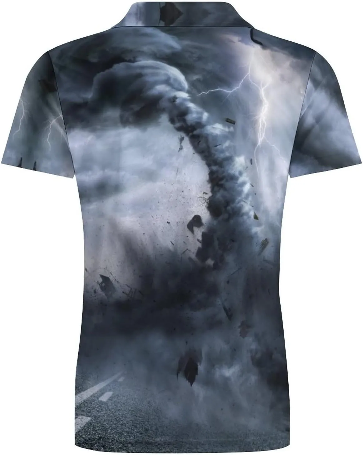 Powerful Tornado Men's Polo Shirt Short Sleeve Print T Shirt Slim Fit Golf Shirt Collared Tee Casual Top