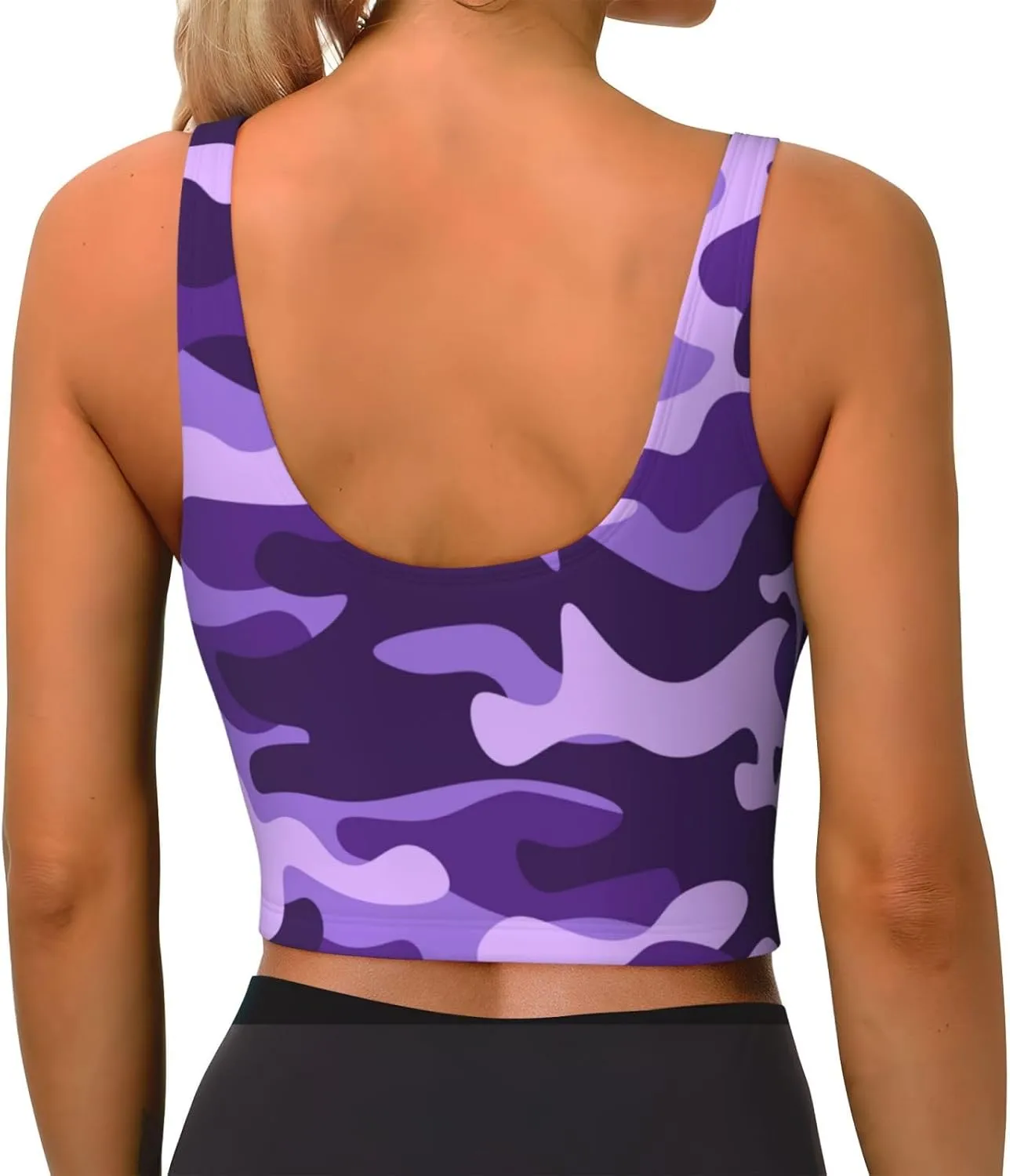 Purple Camouflage Pattern Women'S Sports Bra Yoga Vest Fashion Tank Tops Fitness Sports Vest