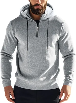 Quarter Zip Pullover Men Fleece Winter Hoodies Drawstring Fall Sweatshirts Long Sleeve Thermal Hoodies