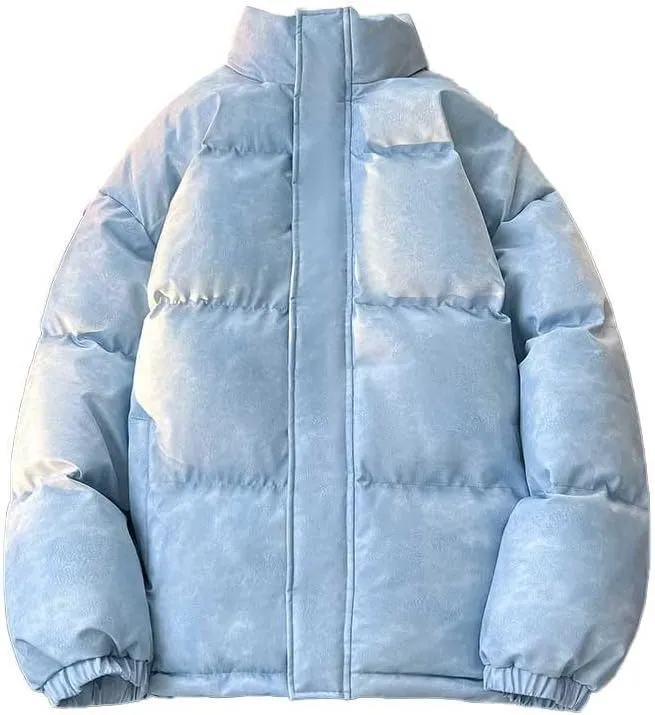 Quilted Jackets for Men Lightweight Down Puffer Jacket Winter Warm Zip Up Stand Collar Coat Outdoor Warm Padded Outwear