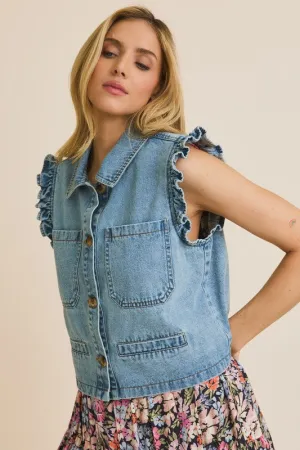 Remis Ruffle Denim Vest