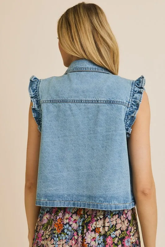 Remis Ruffle Denim Vest