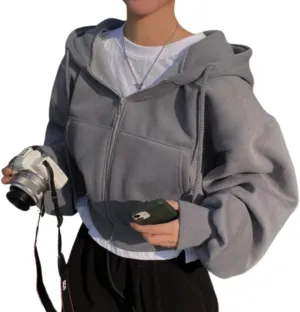 RICHTRUE Y2k Zip Up Hoodie Women Zip Up Sweatshirt for Women Oversized Zip Up Hoodie Y2k Fall Jacket