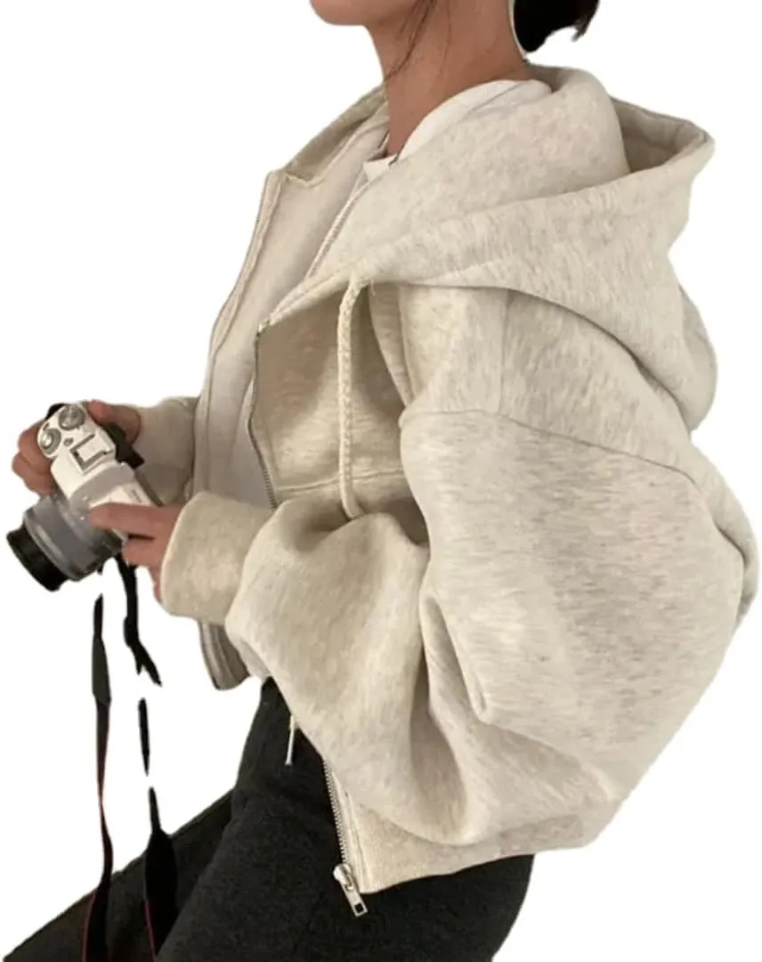 RICHTRUE Y2k Zip Up Hoodie Women Zip Up Sweatshirt for Women Oversized Zip Up Hoodie Y2k Fall Jacket