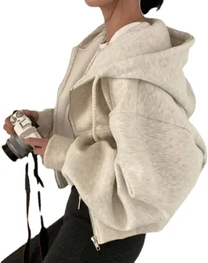 RICHTRUE Y2k Zip Up Hoodie Women Zip Up Sweatshirt for Women Oversized Zip Up Hoodie Y2k Fall Jacket