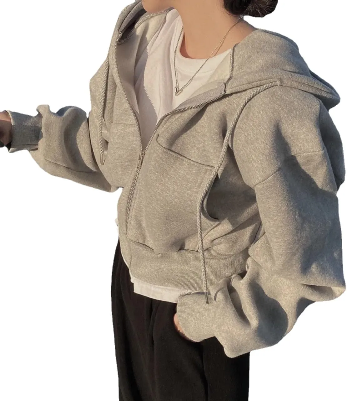 RICHTRUE Y2k Zip Up Hoodie Women Zip Up Sweatshirt for Women Oversized Zip Up Hoodie Y2k Fall Jacket