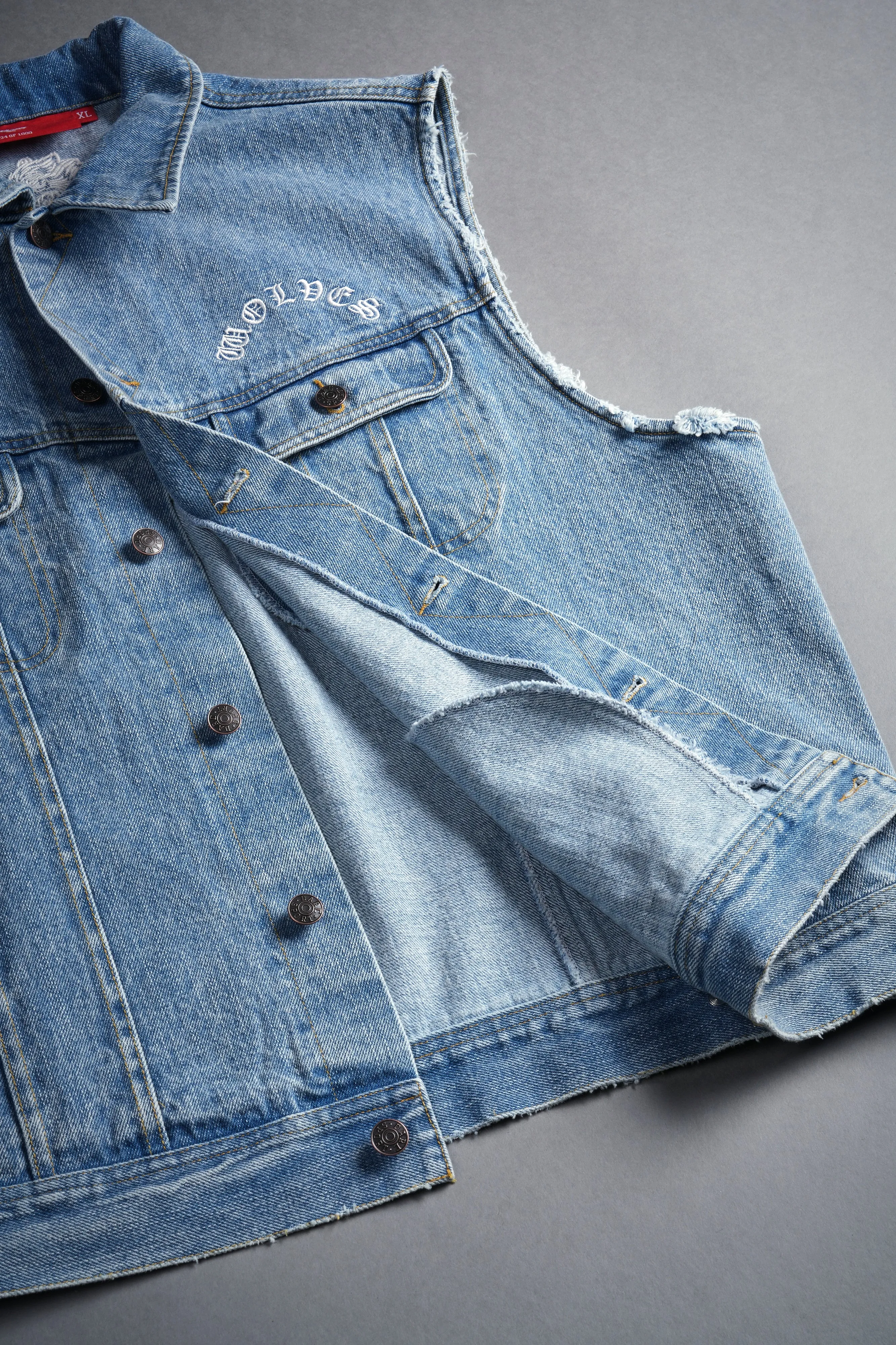 Rose Chopper Clint American Denim Vest in Medium Wash
