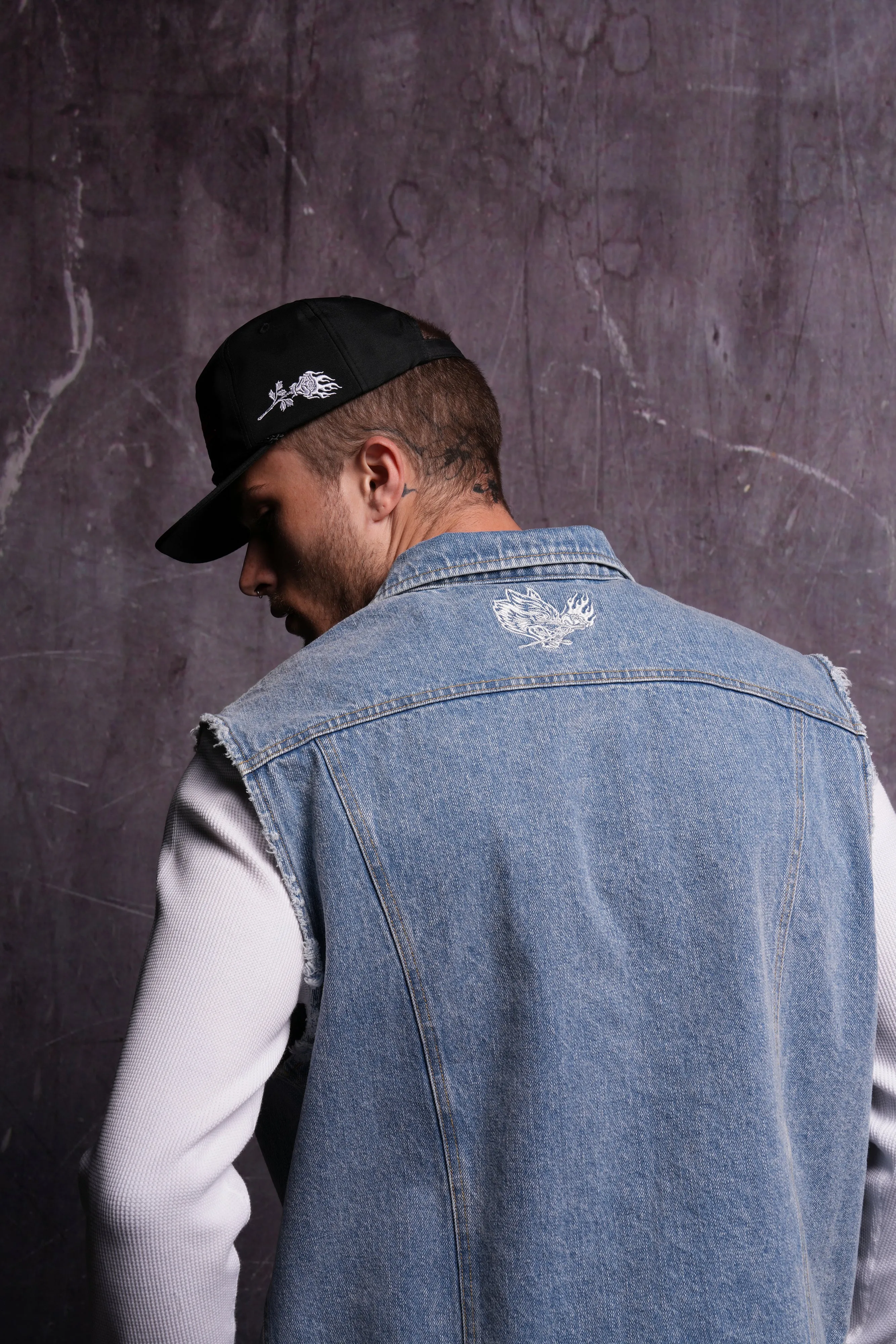 Rose Chopper Clint American Denim Vest in Medium Wash