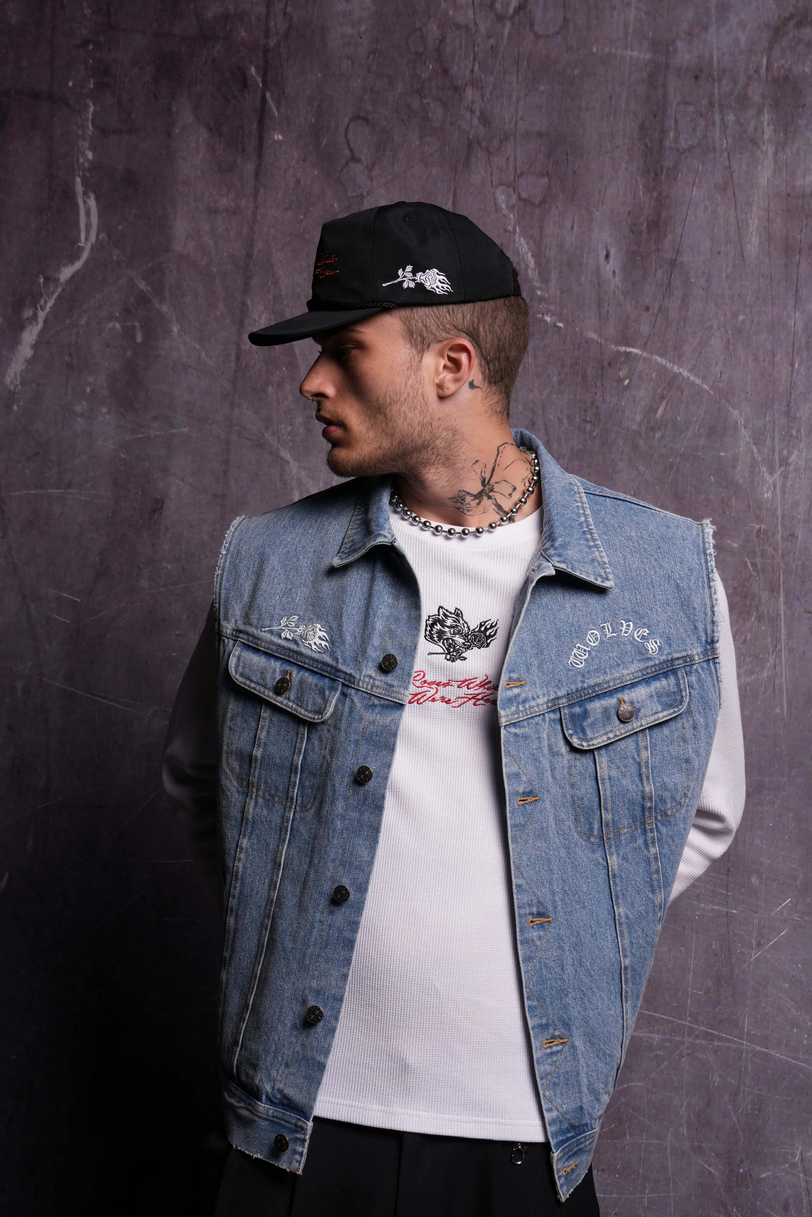 Rose Chopper Clint American Denim Vest in Medium Wash