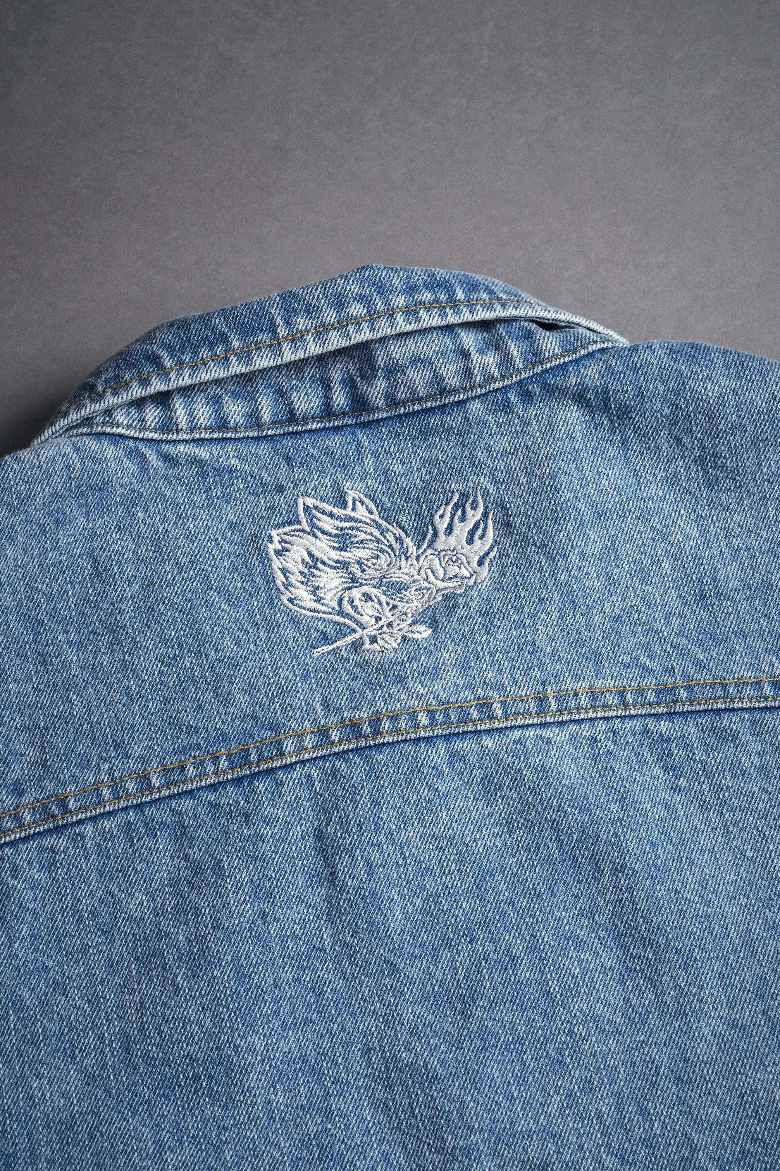 Rose Chopper Clint American Denim Vest in Medium Wash