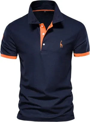 RTRDE Men's Polo Shirts Summer Short Sleeve T-Shirt Embroidered Shirt Work Clothes Half Fawn Shirts