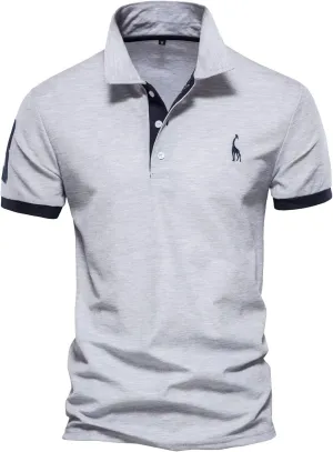RTRDE Men's Polo Shirts Summer Short Sleeve T-Shirt Embroidered Shirt Work Clothes Half Fawn Shirts