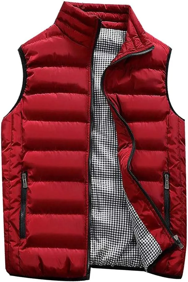 RTRDE Men's Puffer Vest Sleeveless Jacket Bubble Zipper Winter Outdoor Warm Water-Resistant Coat Vests Outerwear, S-5XL