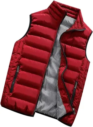 RTRDE Men's Puffer Vest Sleeveless Jacket Bubble Zipper Winter Outdoor Warm Water-Resistant Coat Vests Outerwear, S-5XL