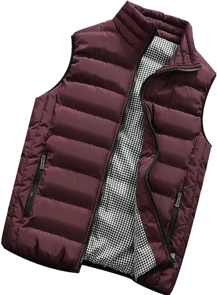 RTRDE Men's Puffer Vest Sleeveless Jacket Bubble Zipper Winter Outdoor Warm Water-Resistant Coat Vests Outerwear, S-5XL