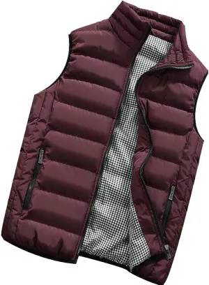 RTRDE Men's Puffer Vest Sleeveless Jacket Bubble Zipper Winter Outdoor Warm Water-Resistant Coat Vests Outerwear, S-5XL
