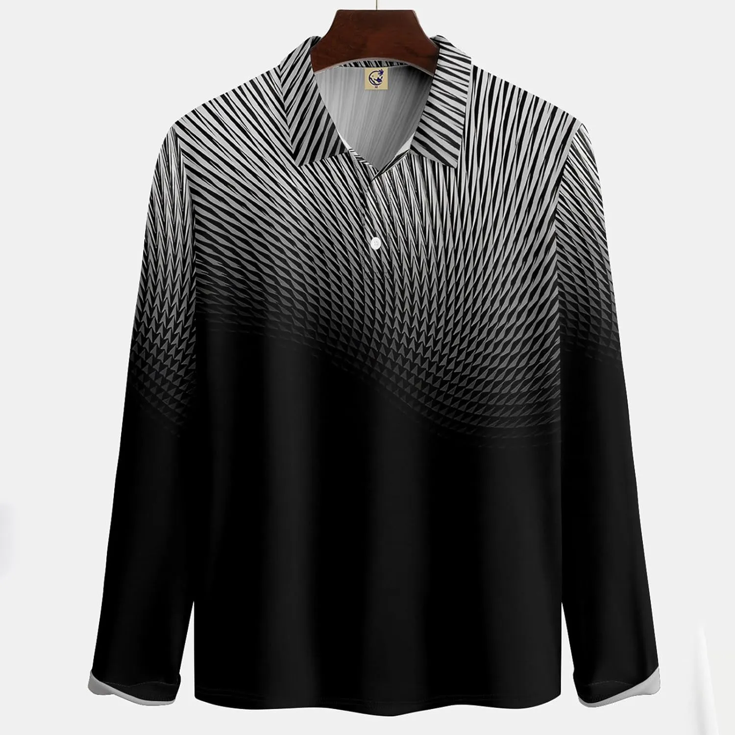 RTRDE Men's T Shirt Lapel Long Sleeve Printed Casual Top Loose Sports Shirt Shirts, M-4XL