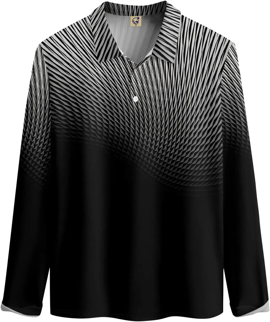 RTRDE Men's T Shirt Lapel Long Sleeve Printed Casual Top Loose Sports Shirt Shirts, M-4XL